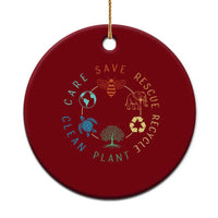 Earth Day Environment Ceramic Ornament Save Bees Rescue Animals Recycle Plastic