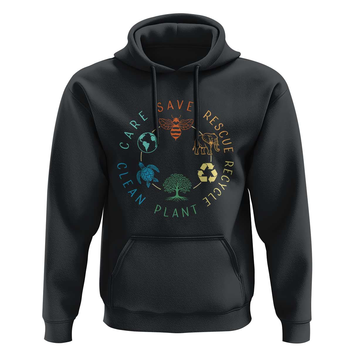 Earth Day Environment Hoodie Save Bees Rescue Animals Recycle Plastic