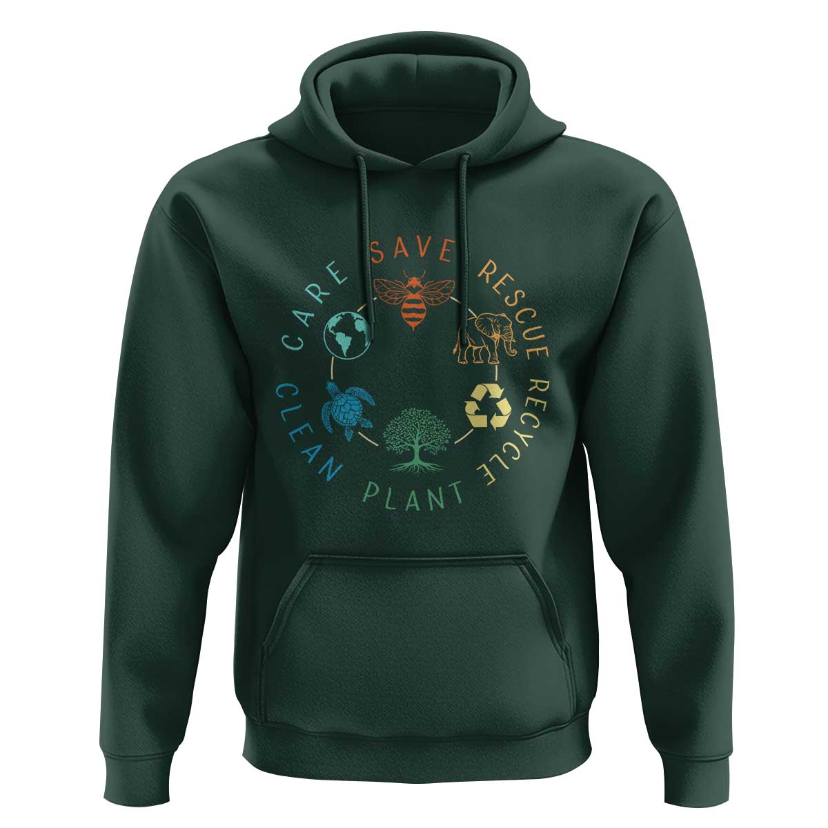 Earth Day Environment Hoodie Save Bees Rescue Animals Recycle Plastic