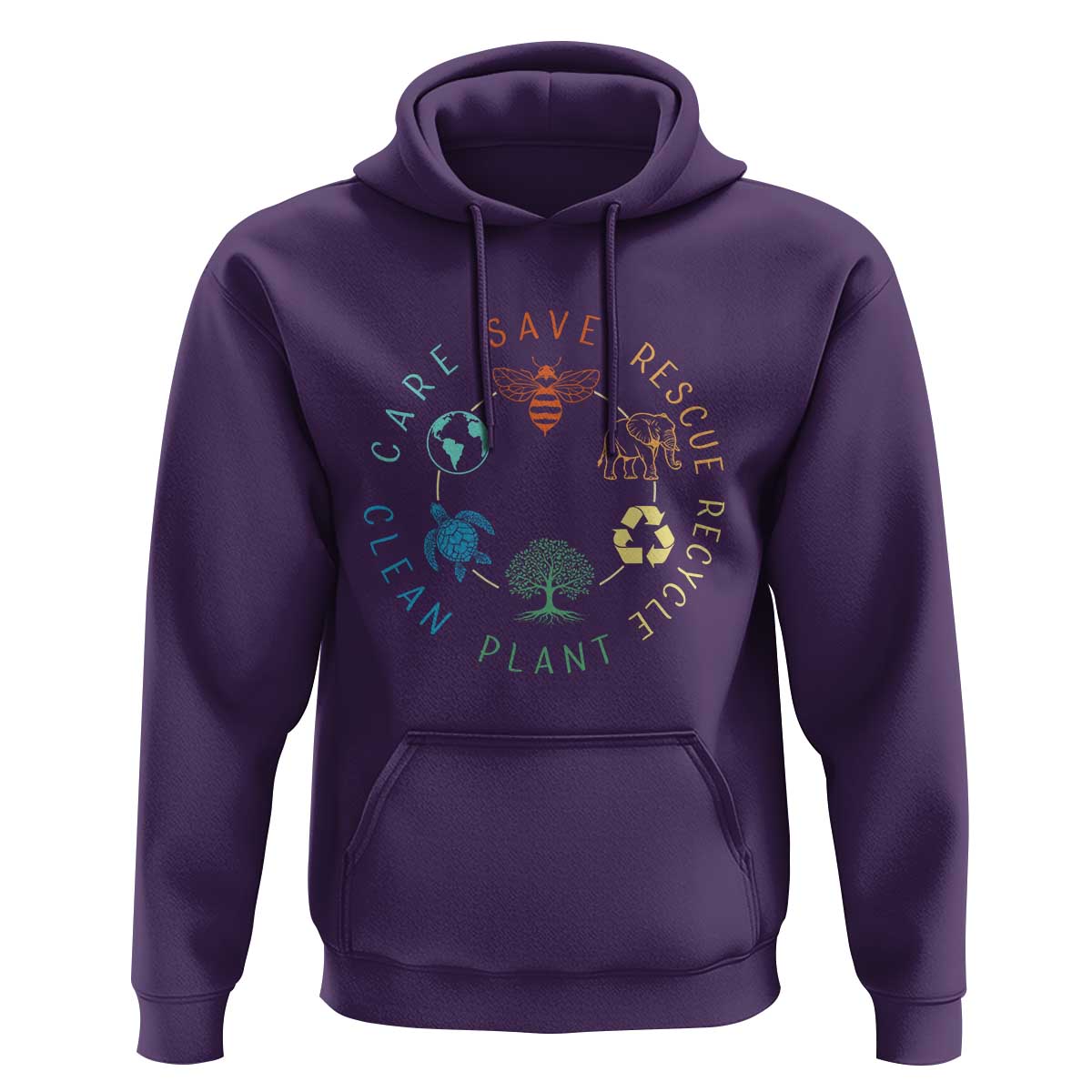 Earth Day Environment Hoodie Save Bees Rescue Animals Recycle Plastic