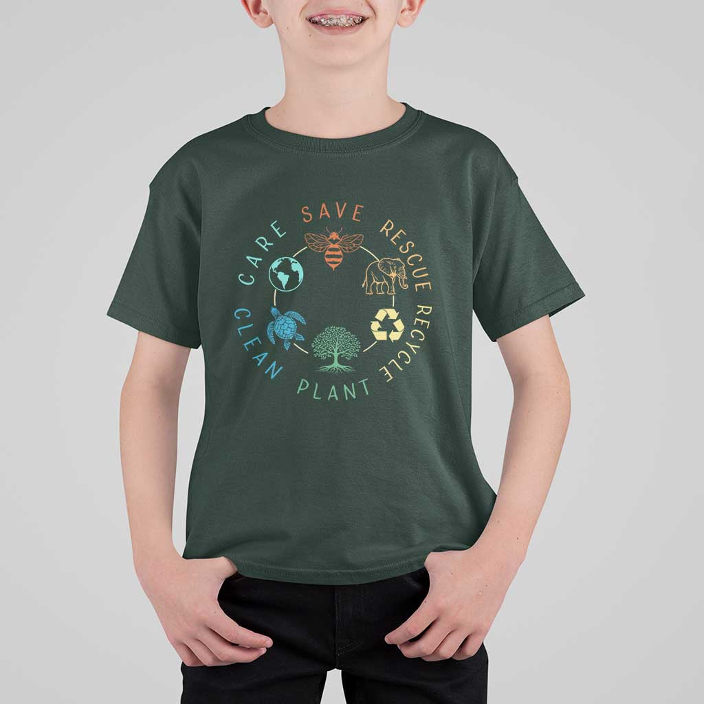 Earth Day Environment T Shirt For Kid Save Bees Rescue Animals Recycle Plastic