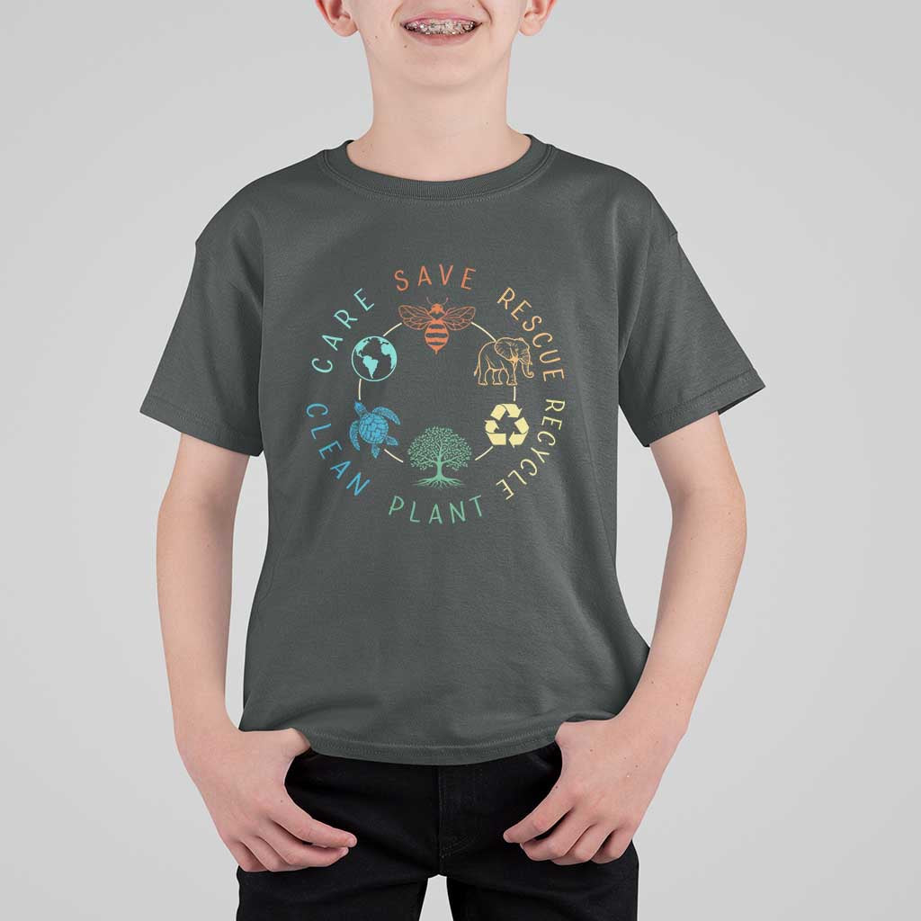Earth Day Environment T Shirt For Kid Save Bees Rescue Animals Recycle Plastic