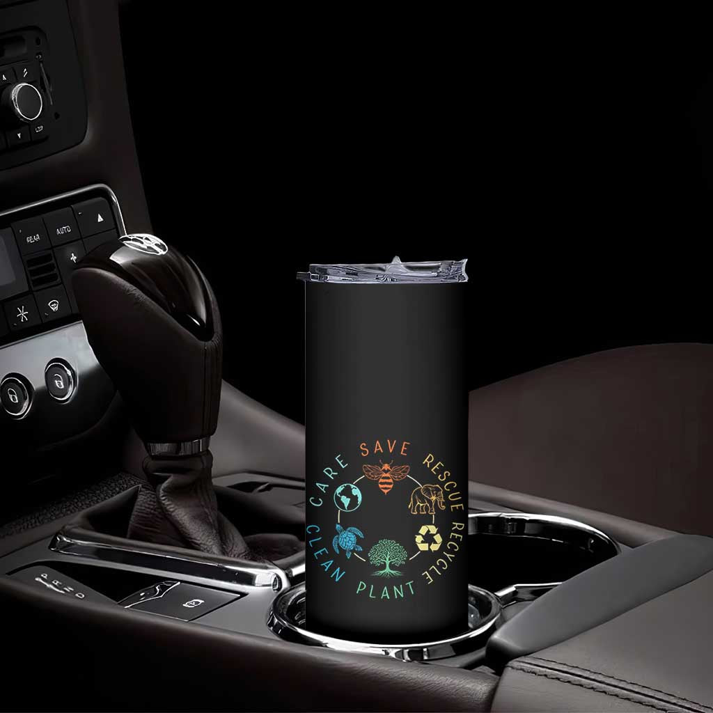 Earth Day Environment Skinny Tumbler Save Bees Rescue Animals Recycle Plastic