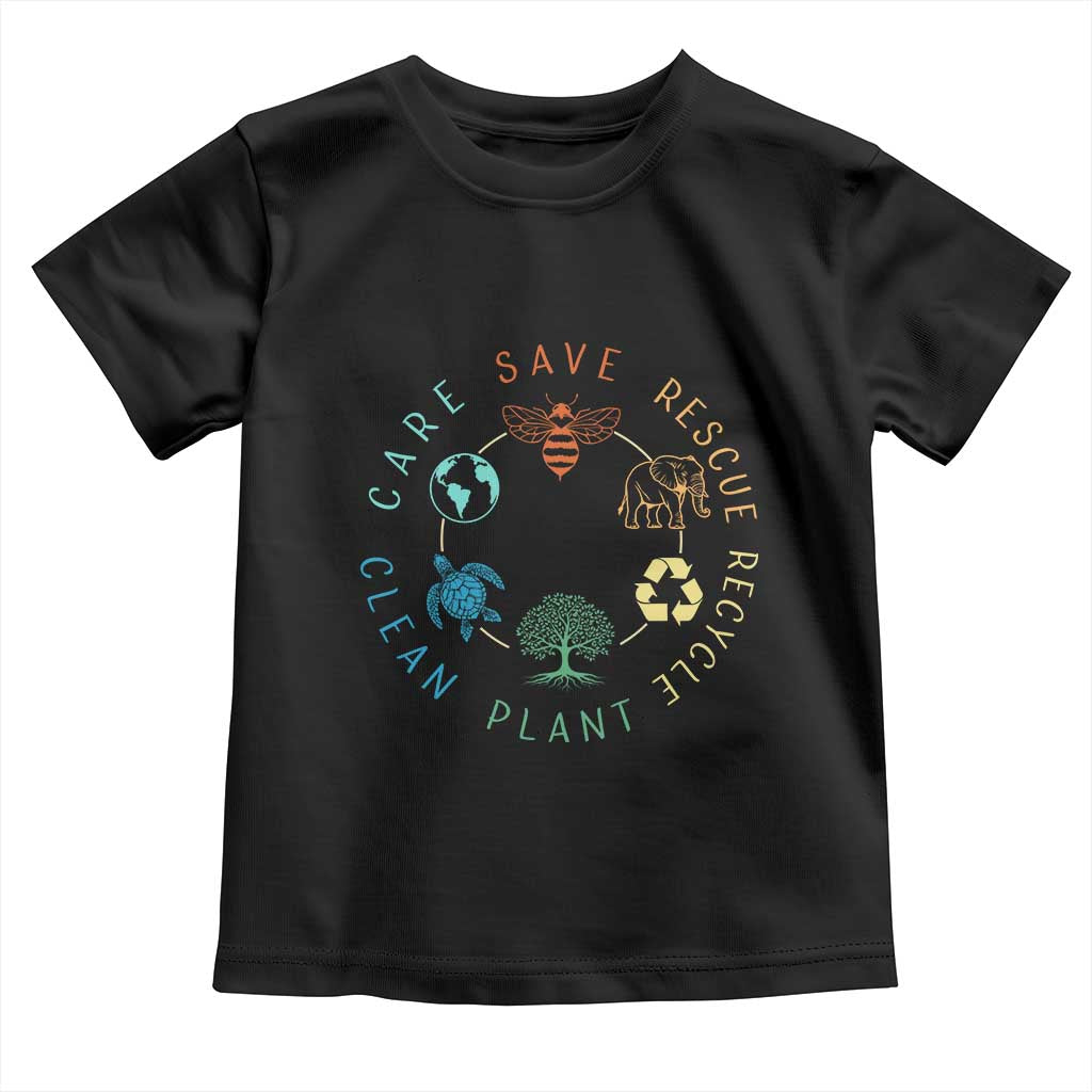 Earth Day Environment Toddler T Shirt Save Bees Rescue Animals Recycle Plastic