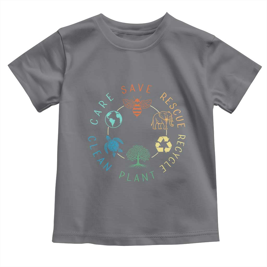 Earth Day Environment Toddler T Shirt Save Bees Rescue Animals Recycle Plastic