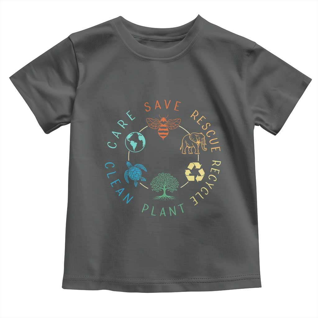 Earth Day Environment Toddler T Shirt Save Bees Rescue Animals Recycle Plastic