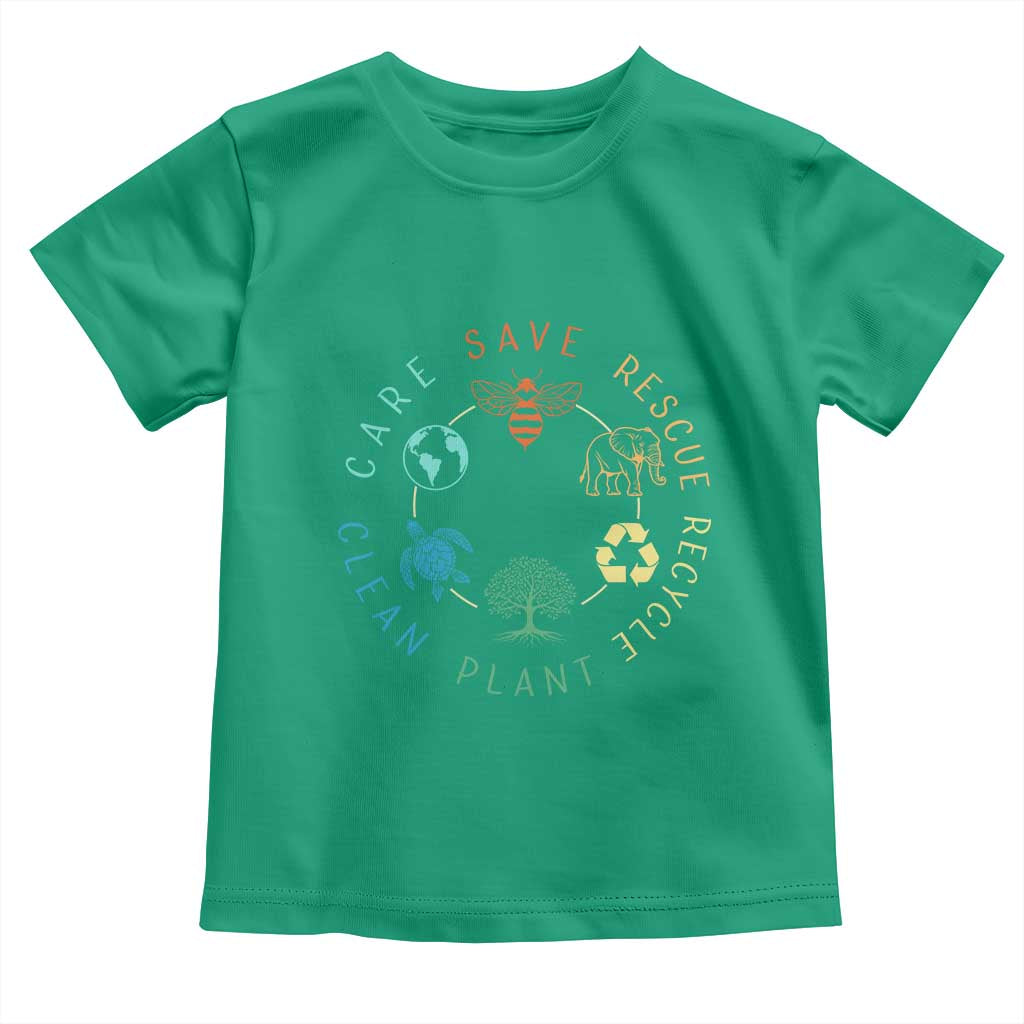 Earth Day Environment Toddler T Shirt Save Bees Rescue Animals Recycle Plastic