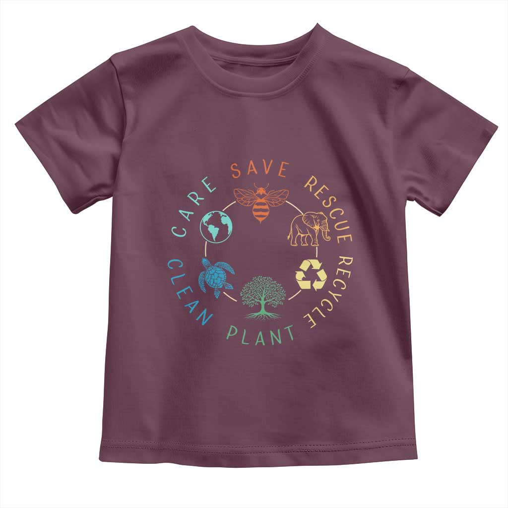 Earth Day Environment Toddler T Shirt Save Bees Rescue Animals Recycle Plastic