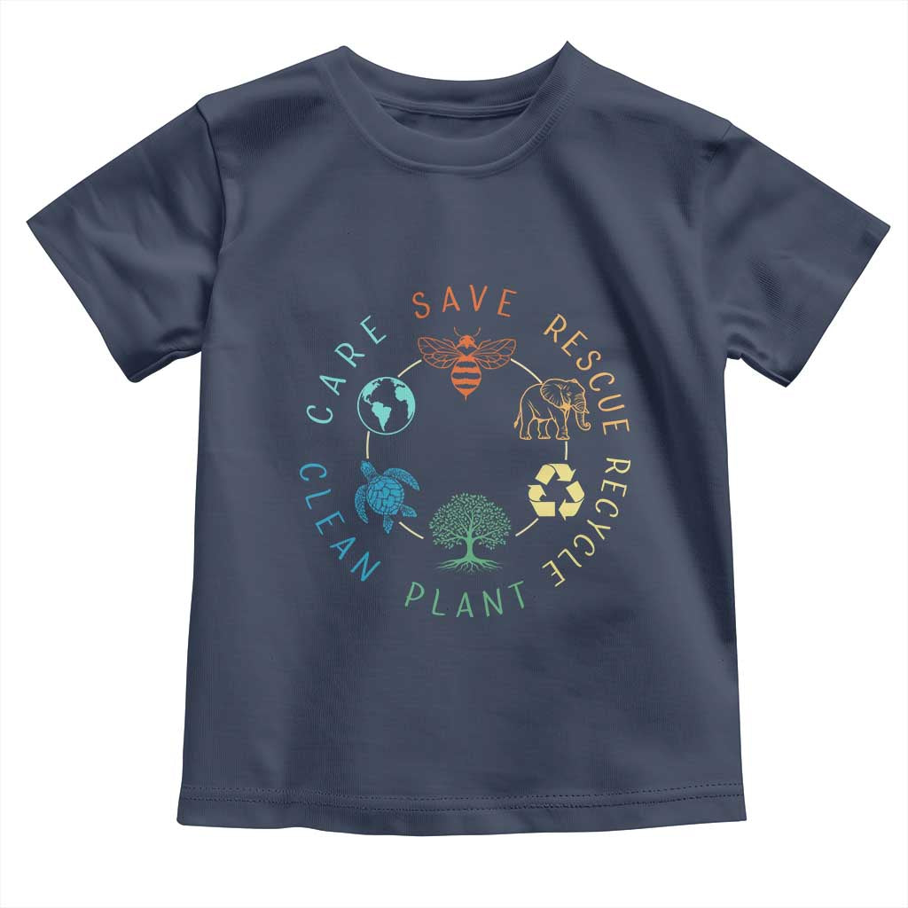 Earth Day Environment Toddler T Shirt Save Bees Rescue Animals Recycle Plastic