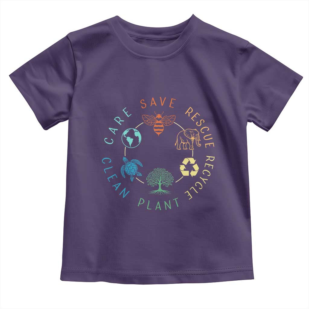 Earth Day Environment Toddler T Shirt Save Bees Rescue Animals Recycle Plastic