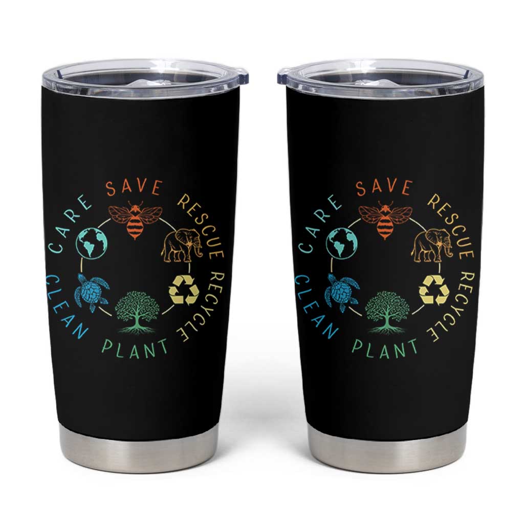 Earth Day Environment Tumbler Cup Save Bees Rescue Animals Recycle Plastic