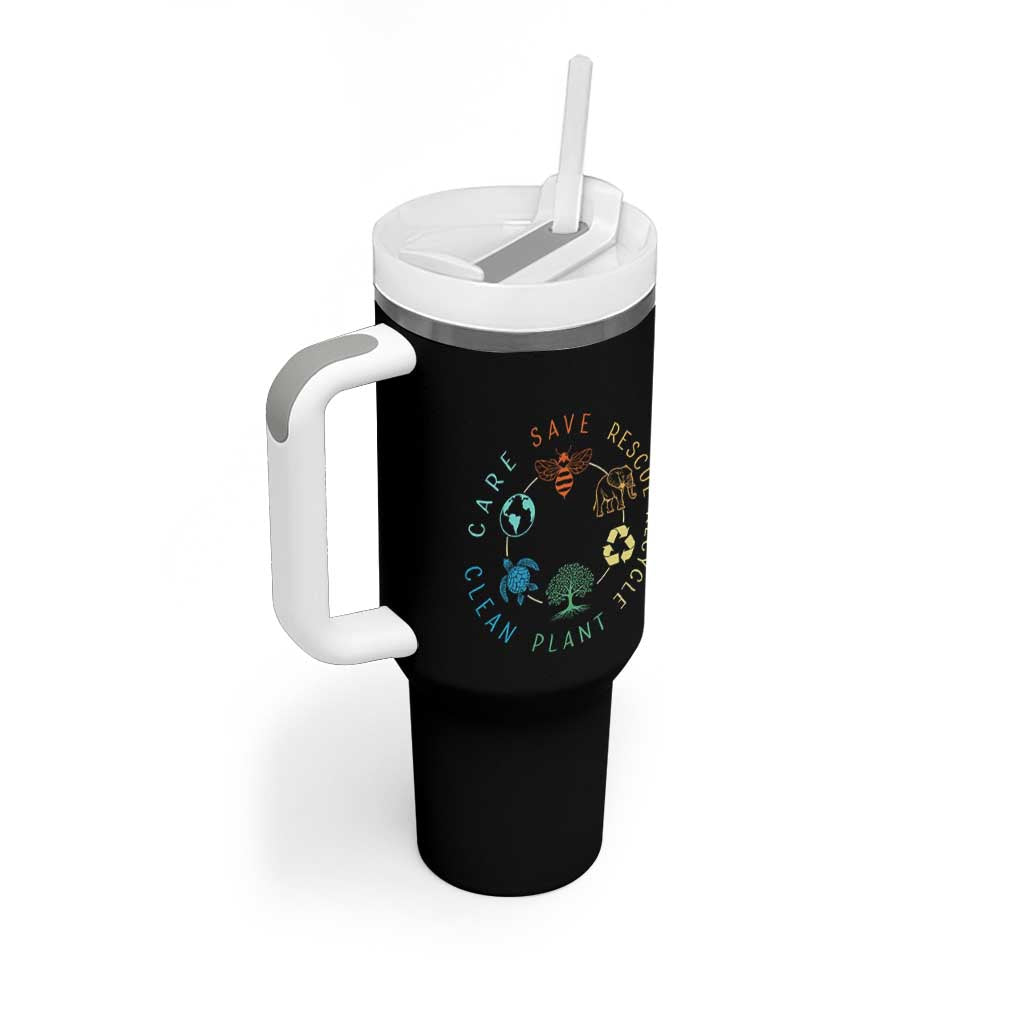 Earth Day Environment Tumbler With Handle Save Bees Rescue Animals Recycle Plastic