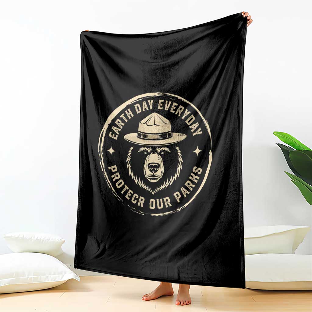 Earth Day Protect Our Parks Throw Blanket Vintage Retro Bear