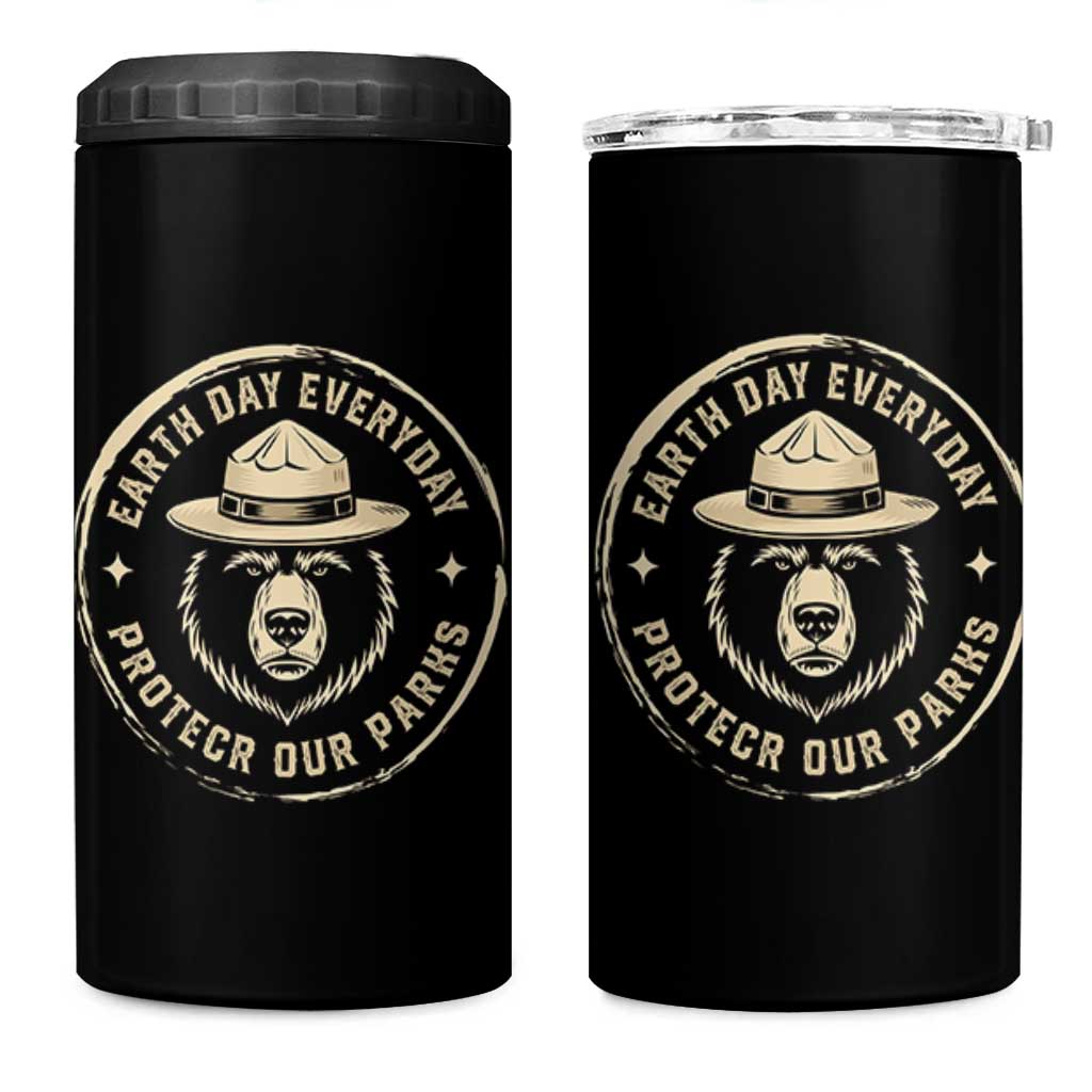 Earth Day Protect Our Parks 4 in 1 Can Cooler Tumbler Vintage Retro Bear