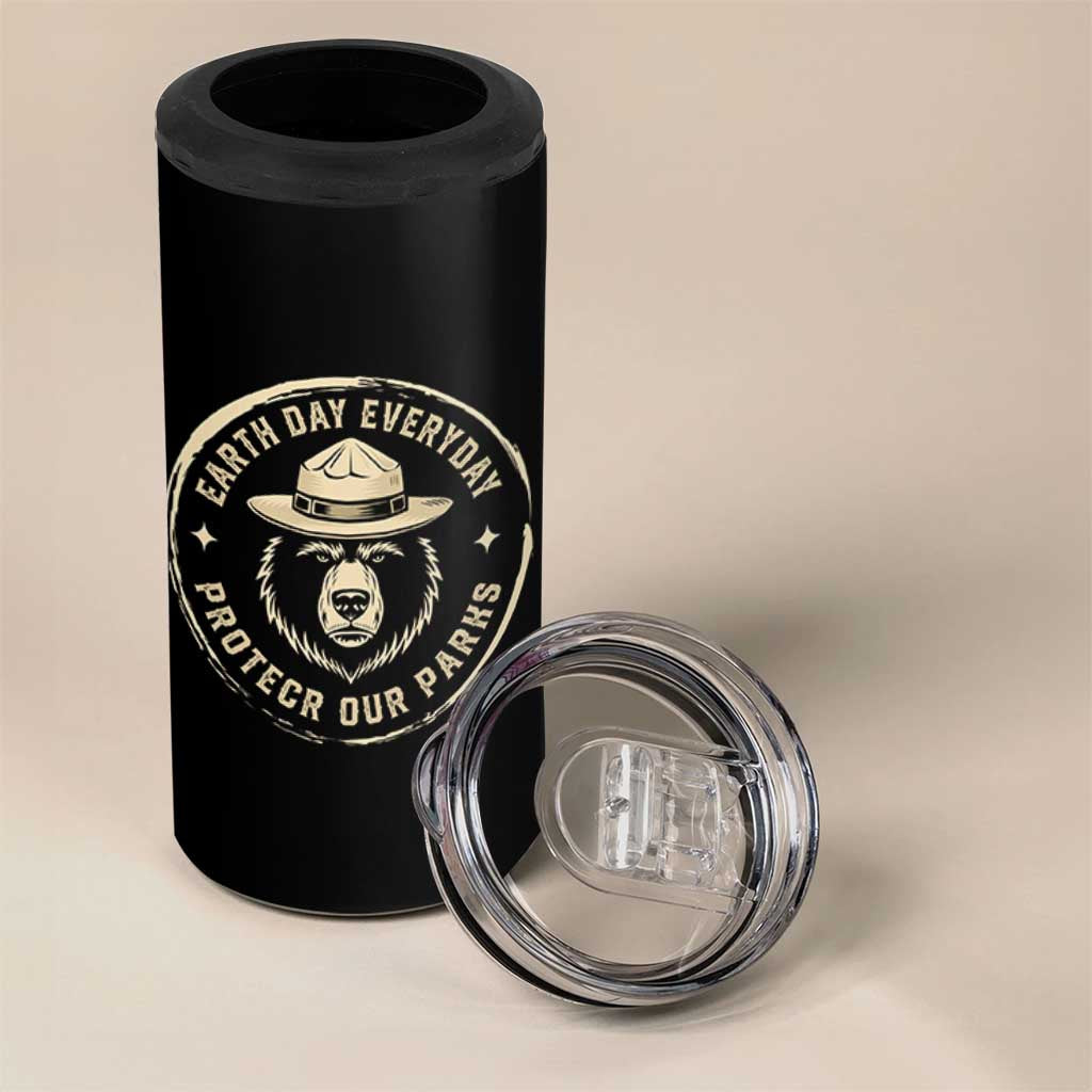 Earth Day Protect Our Parks 4 in 1 Can Cooler Tumbler Vintage Retro Bear