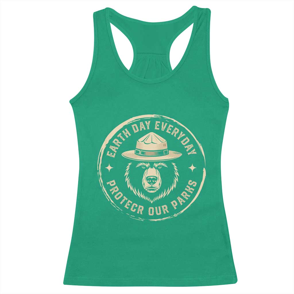 Earth Day Protect Our Parks Racerback Tank Top Vintage Retro Bear