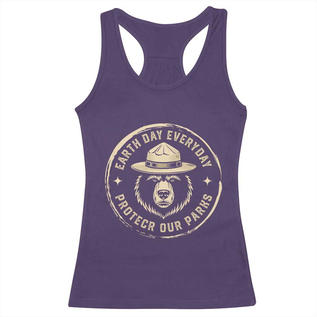 Earth Day Protect Our Parks Racerback Tank Top Vintage Retro Bear