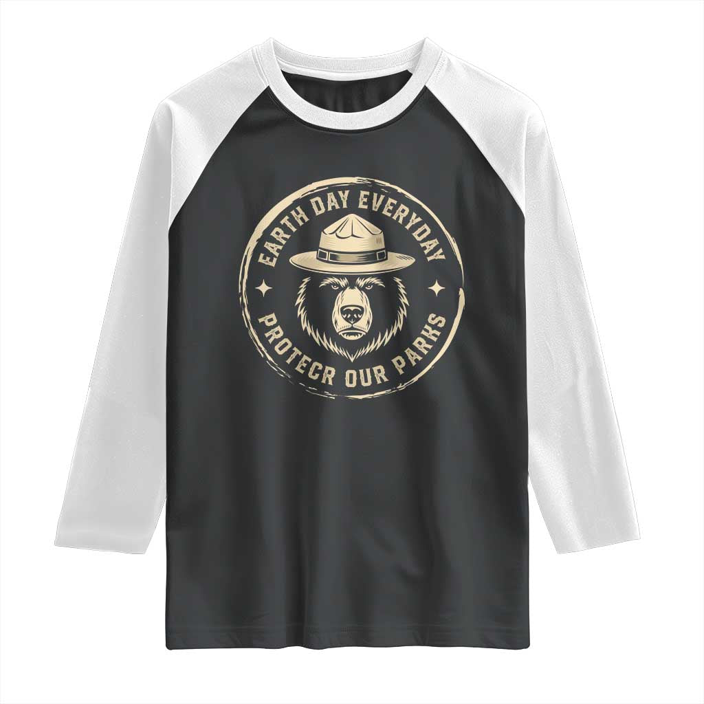 Earth Day Protect Our Parks Raglan Shirt Vintage Retro Bear