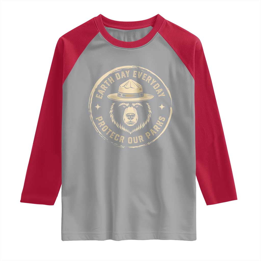 Earth Day Protect Our Parks Raglan Shirt Vintage Retro Bear