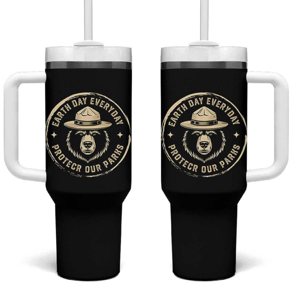 Earth Day Protect Our Parks Tumbler With Handle Vintage Retro Bear