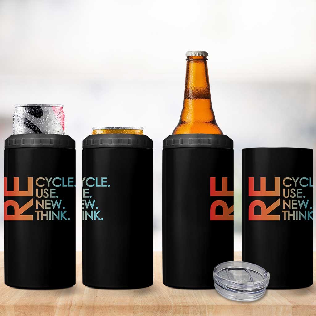 Environmental Activism 4 in 1 Can Cooler Tumbler Recycle Reuse Renew Rethink Earth Day