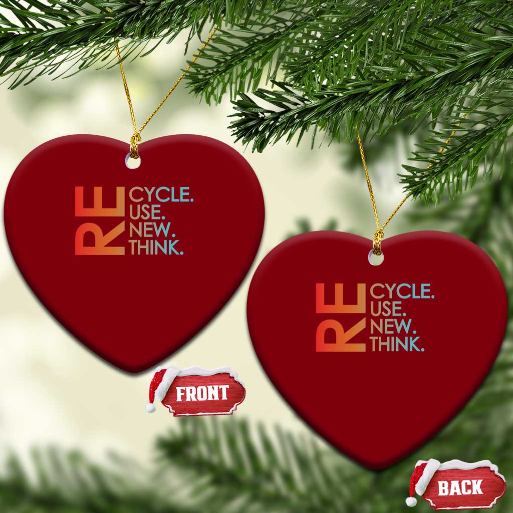 Environmental Activism Ceramic Ornament Recycle Reuse Renew Rethink Earth Day