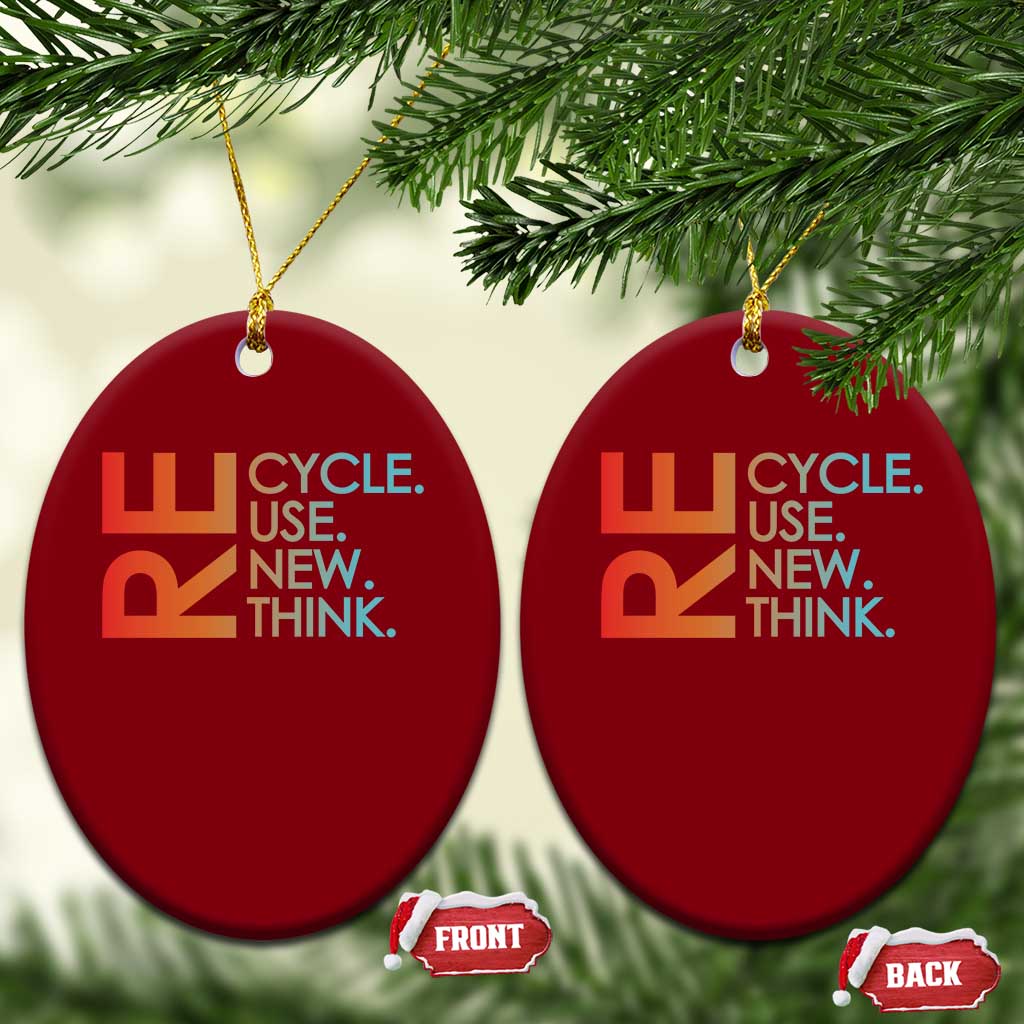 Environmental Activism Ceramic Ornament Recycle Reuse Renew Rethink Earth Day