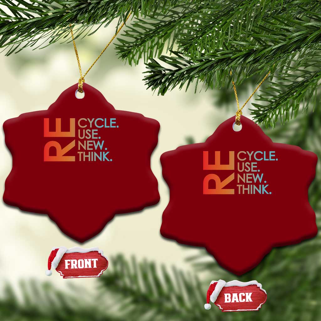 Environmental Activism Ceramic Ornament Recycle Reuse Renew Rethink Earth Day
