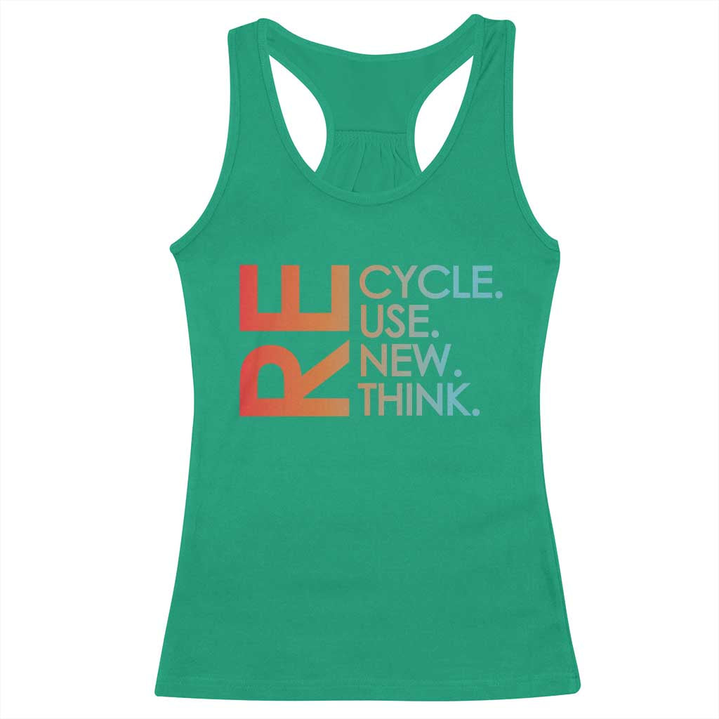 Environmental Activism Racerback Tank Top Recycle Reuse Renew Rethink Earth Day