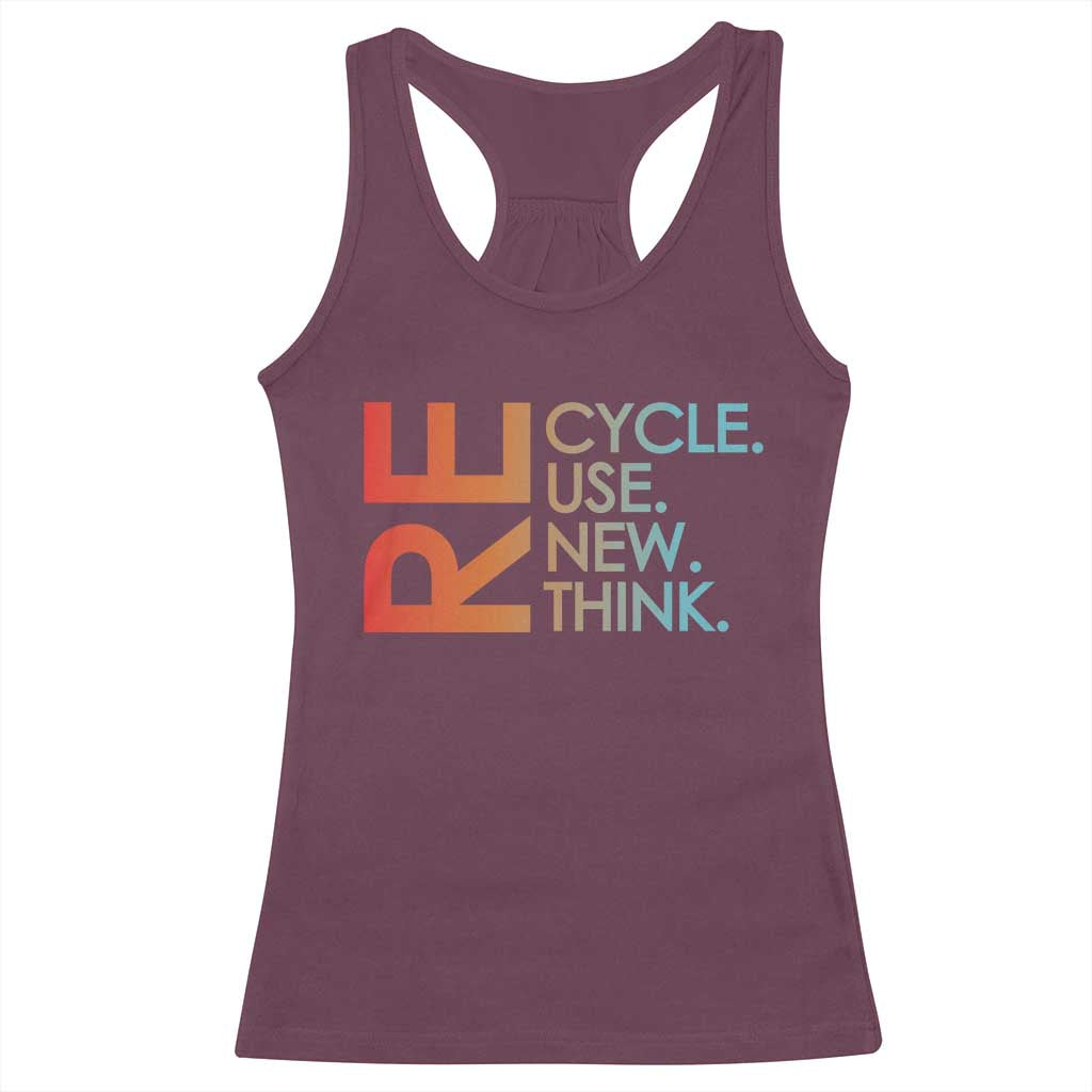 Environmental Activism Racerback Tank Top Recycle Reuse Renew Rethink Earth Day