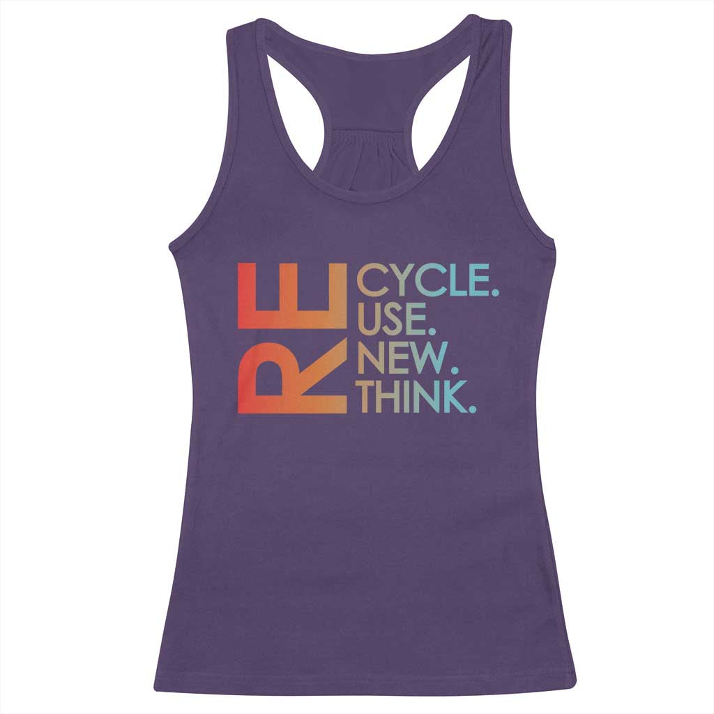 Environmental Activism Racerback Tank Top Recycle Reuse Renew Rethink Earth Day