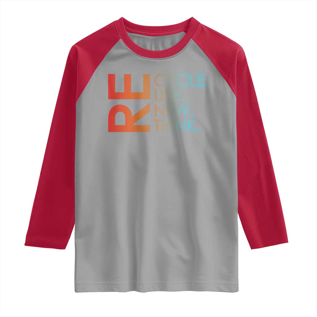 Environmental Activism Raglan Shirt Recycle Reuse Renew Rethink Earth Day