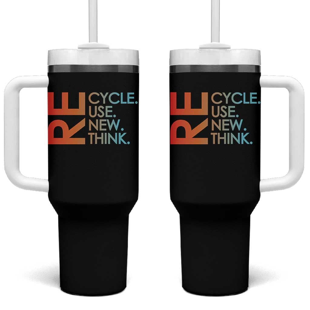 Environmental Activism Tumbler With Handle Recycle Reuse Renew Rethink Earth Day