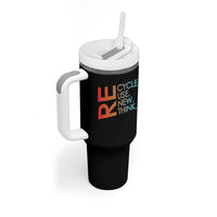 Environmental Activism Tumbler With Handle Recycle Reuse Renew Rethink Earth Day