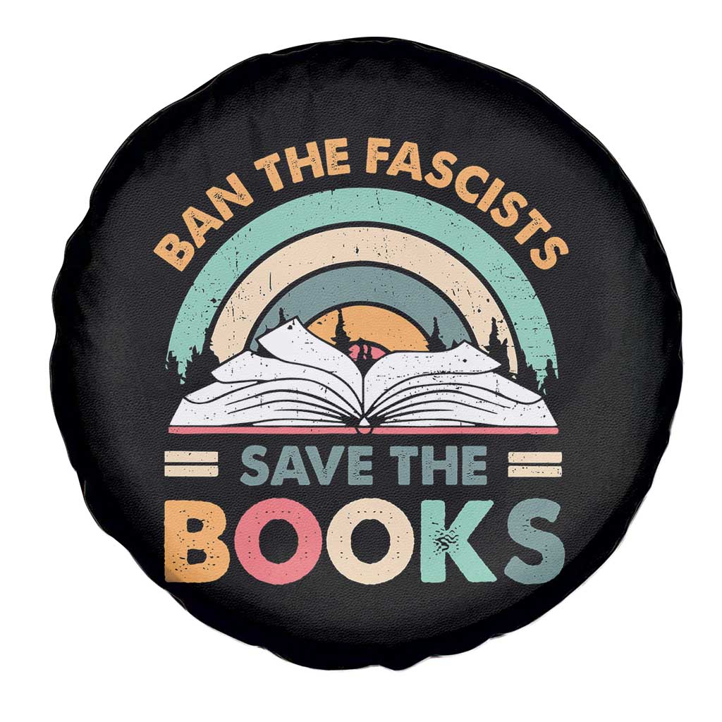 Ban The Fascists Save The Books Spare Tire Cover Funny Book Lovers Librarian Book Nerd