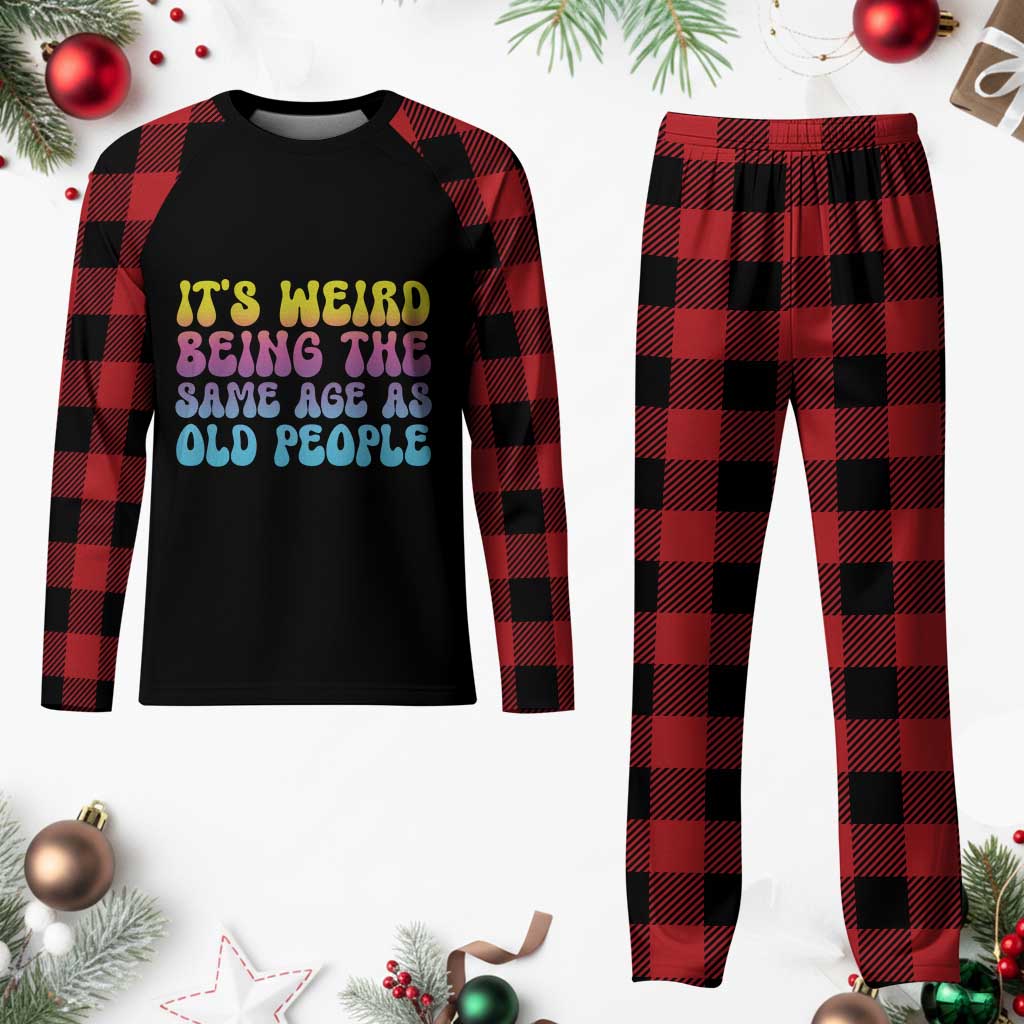 It's Weird Being The Same Age As Old People Plaid Pajama Set - Wonder Print Shop