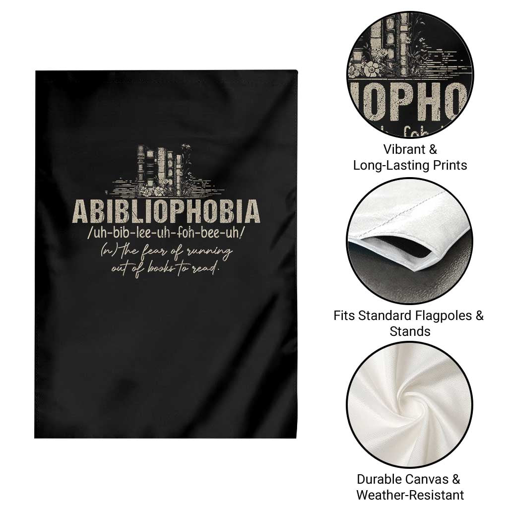 Abibliophobia Garden Flag Funny Reading Bookworm Book Lover Reader Gift - Wonder Print Shop