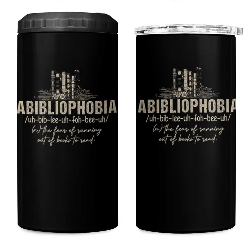 Abibliophobia 4 in 1 Can Cooler Tumbler Funny Reading Bookworm Book Lover Reader Gift - Wonder Print Shop