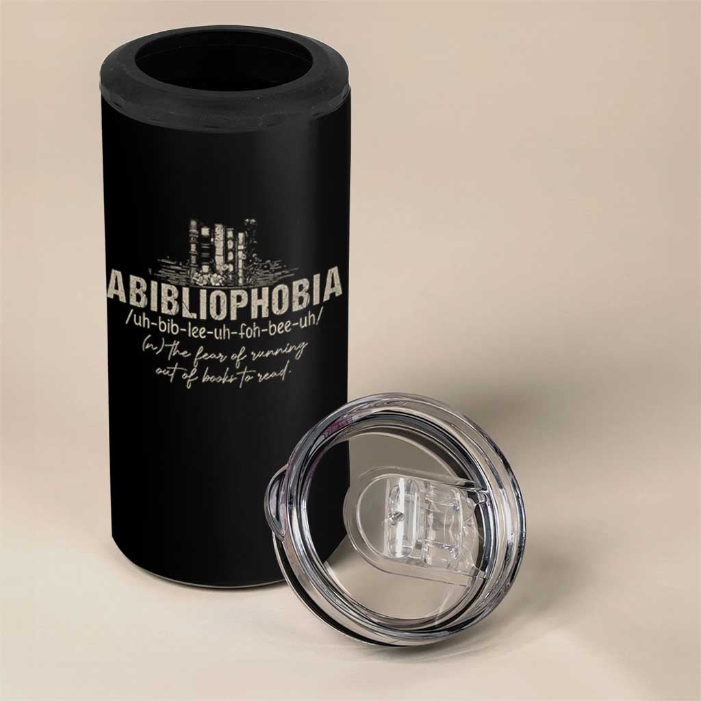 Abibliophobia 4 in 1 Can Cooler Tumbler Funny Reading Bookworm Book Lover Reader Gift - Wonder Print Shop