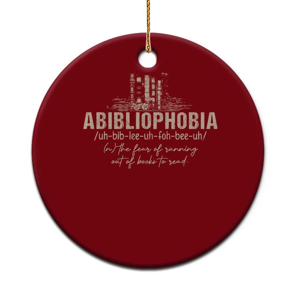 Abibliophobia Ceramic Ornament Funny Reading Bookworm Book Lover Reader Gift - Wonder Print Shop
