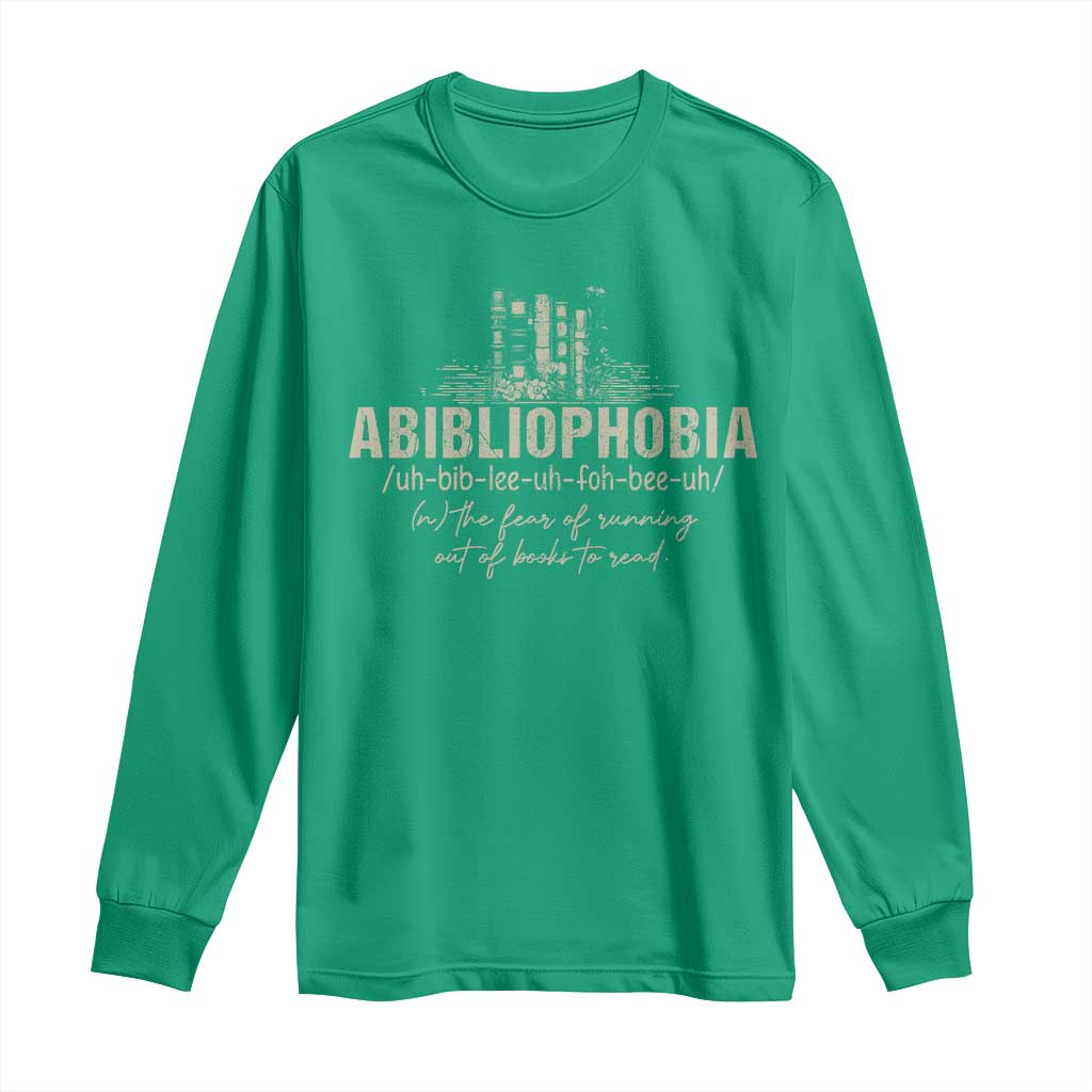 Abibliophobia Long Sleeve Shirt Funny Reading Bookworm Book Lover Reader Gift - Wonder Print Shop