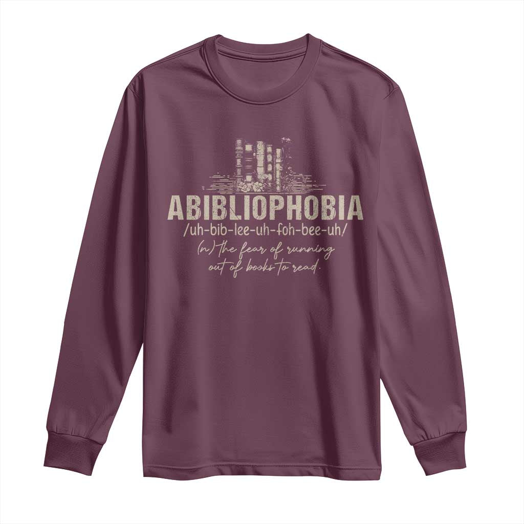 Abibliophobia Long Sleeve Shirt Funny Reading Bookworm Book Lover Reader Gift - Wonder Print Shop