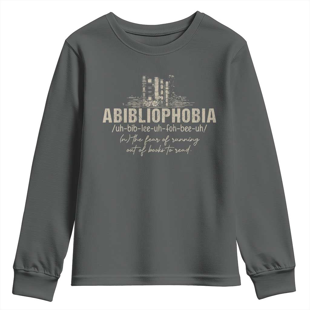 Abibliophobia Youth Sweatshirt Funny Reading Bookworm Book Lover Reader Gift - Wonder Print Shop