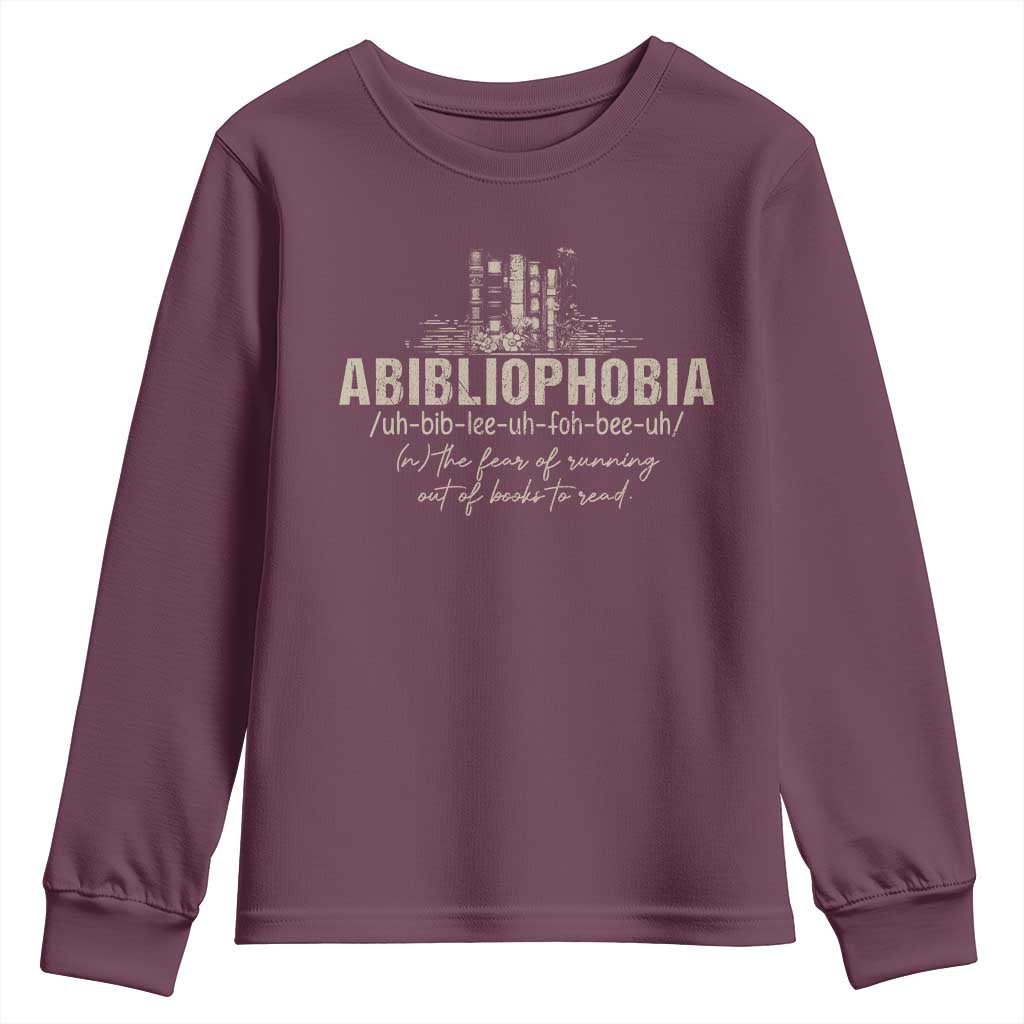 Abibliophobia Youth Sweatshirt Funny Reading Bookworm Book Lover Reader Gift - Wonder Print Shop