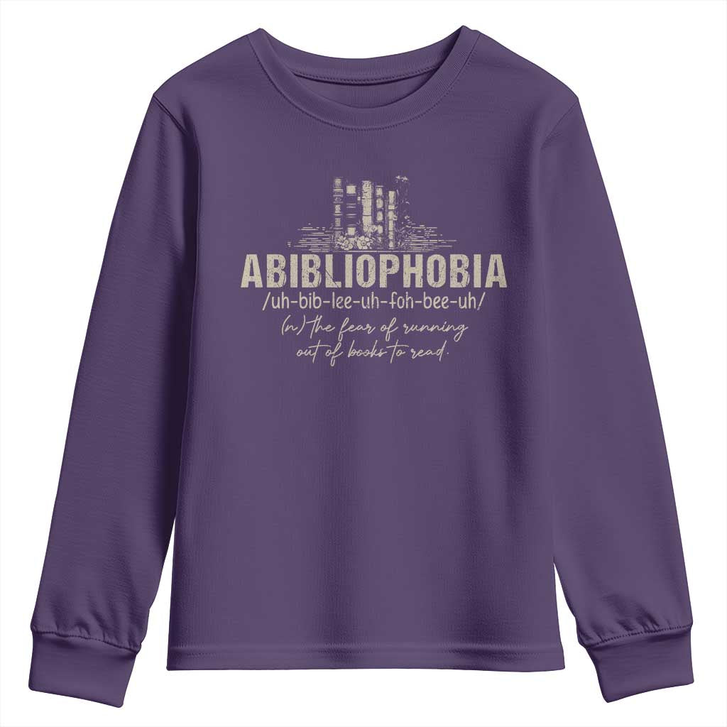 Abibliophobia Youth Sweatshirt Funny Reading Bookworm Book Lover Reader Gift - Wonder Print Shop