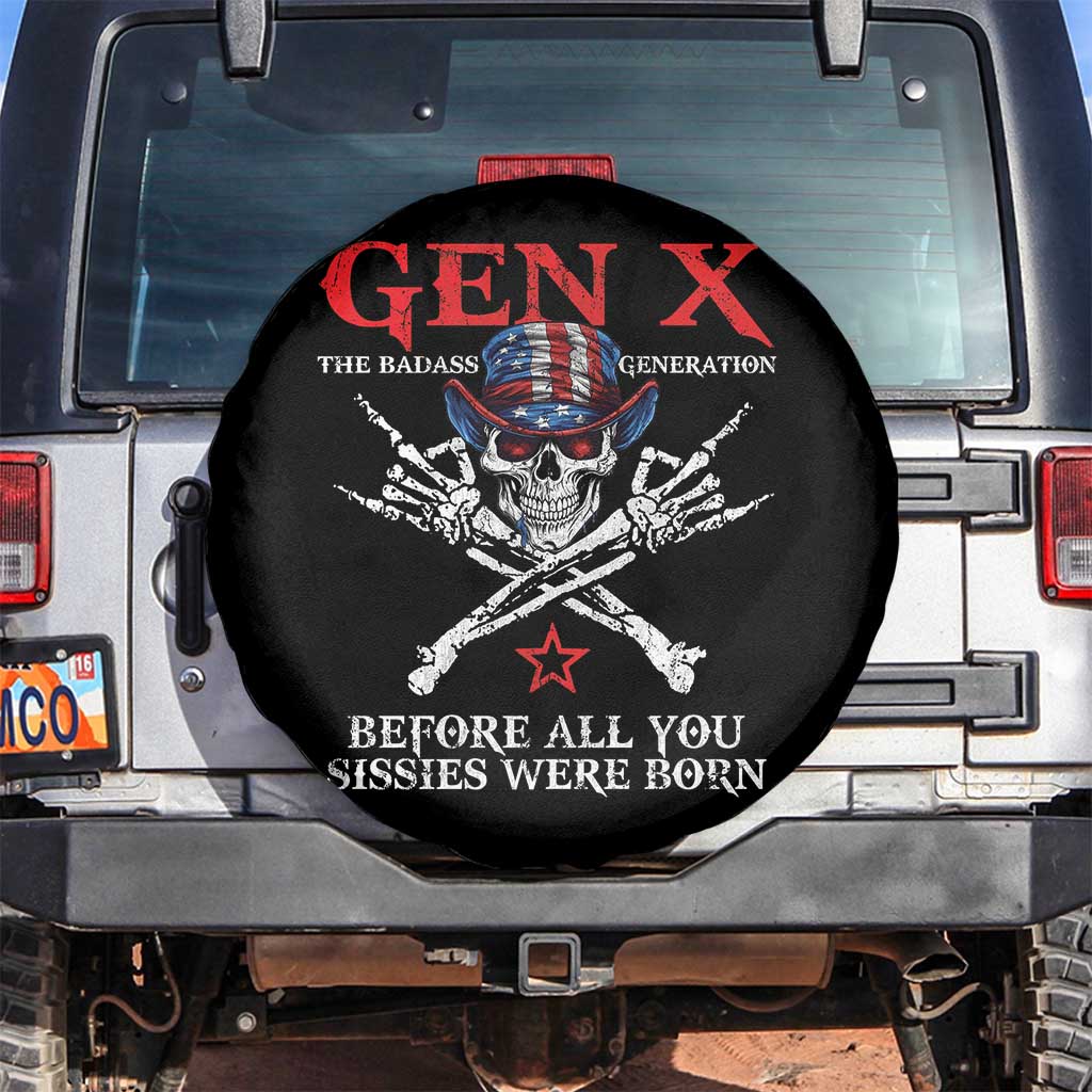 Gen X The Badasss Generation Spare Tire Cover Before All You Sissie were Born Skull Rock Hand - Wonder Print Shop
