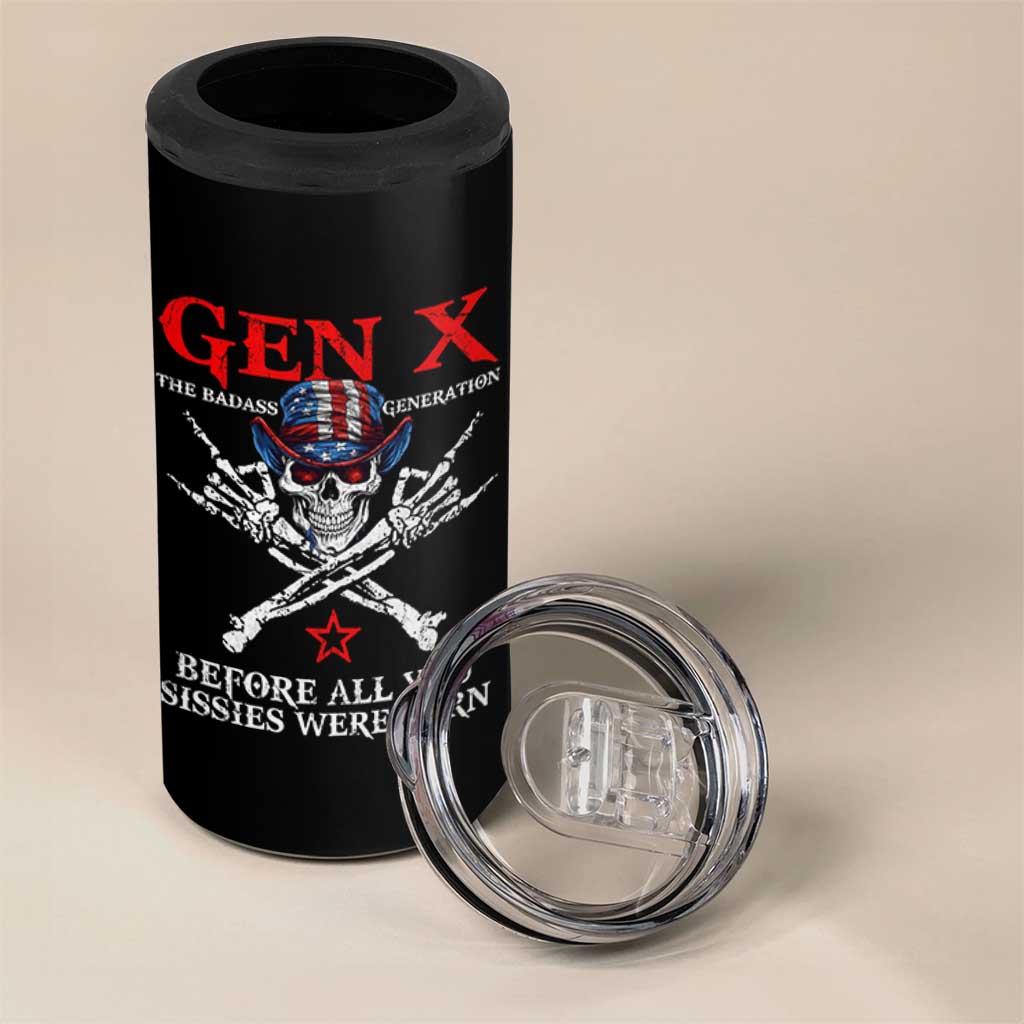 Gen X The Badasss Generation 4 in 1 Can Cooler Tumbler Before All You Sissie were Born Skull Rock Hand - Wonder Print Shop