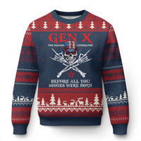 Gen X The Badasss Generation Ugly Christmas Sweater Before All You Sissie were Born Skull Rock Hand - Wonder Print Shop