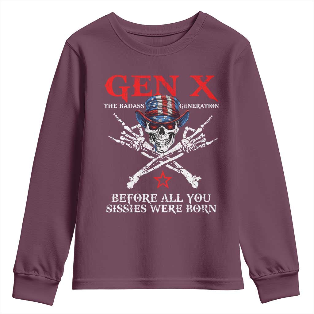 Gen X The Badasss Generation Youth Sweatshirt Before All You Sissie were Born Skull Rock Hand - Wonder Print Shop