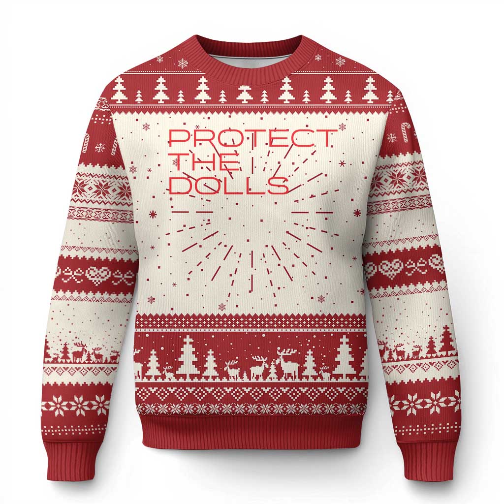 Protect The Dolls Knitted Sweatshirt Pride Month - Wonder Print Shop